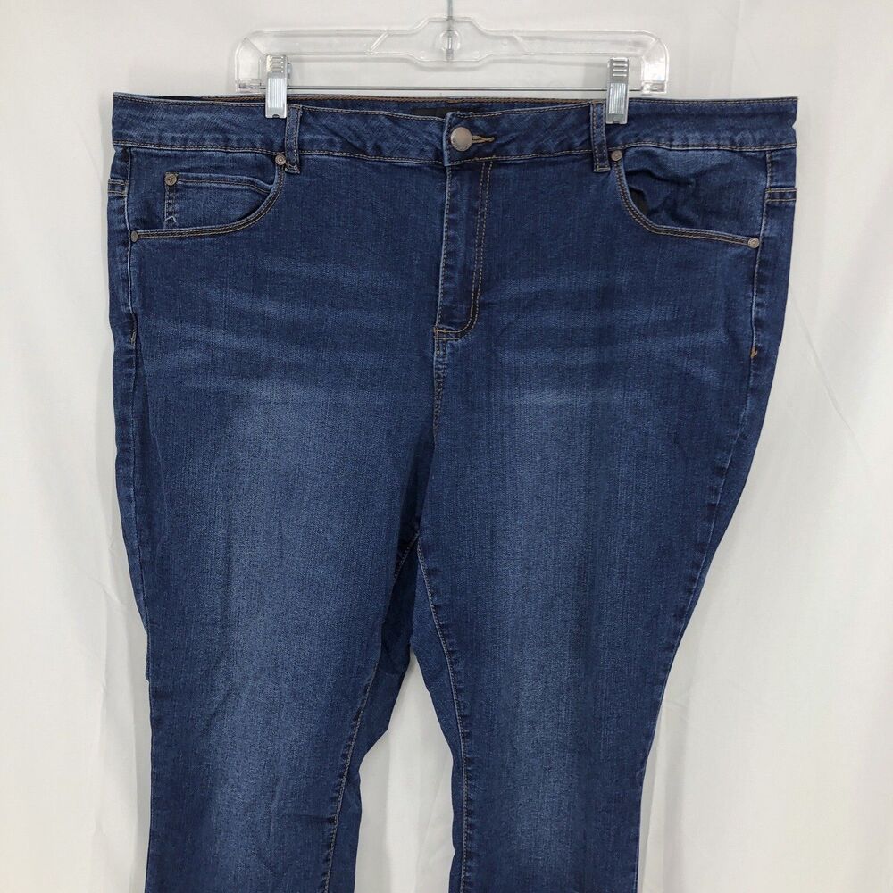 Tahari Kelly Classic Skinny High Rise Stretch Denim Blue Jeans Plus 24W (44x27)